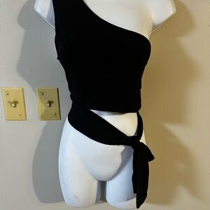 Rue21 Black One-Shoulder Tie-Waist Top